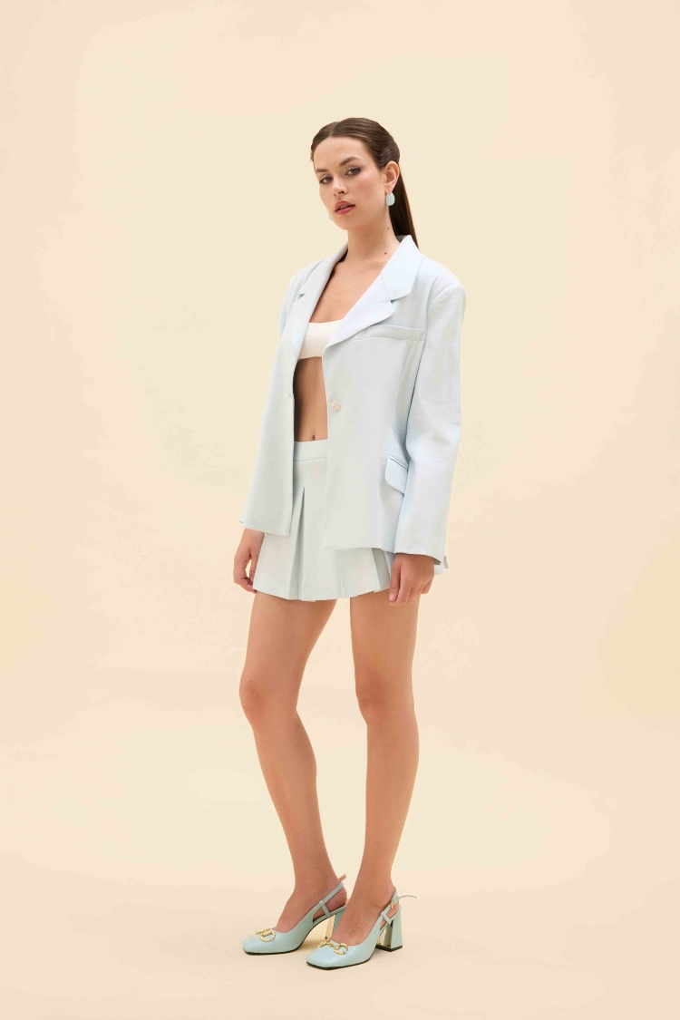 RETRO FORM KETEN BLAZER CEKET - 5