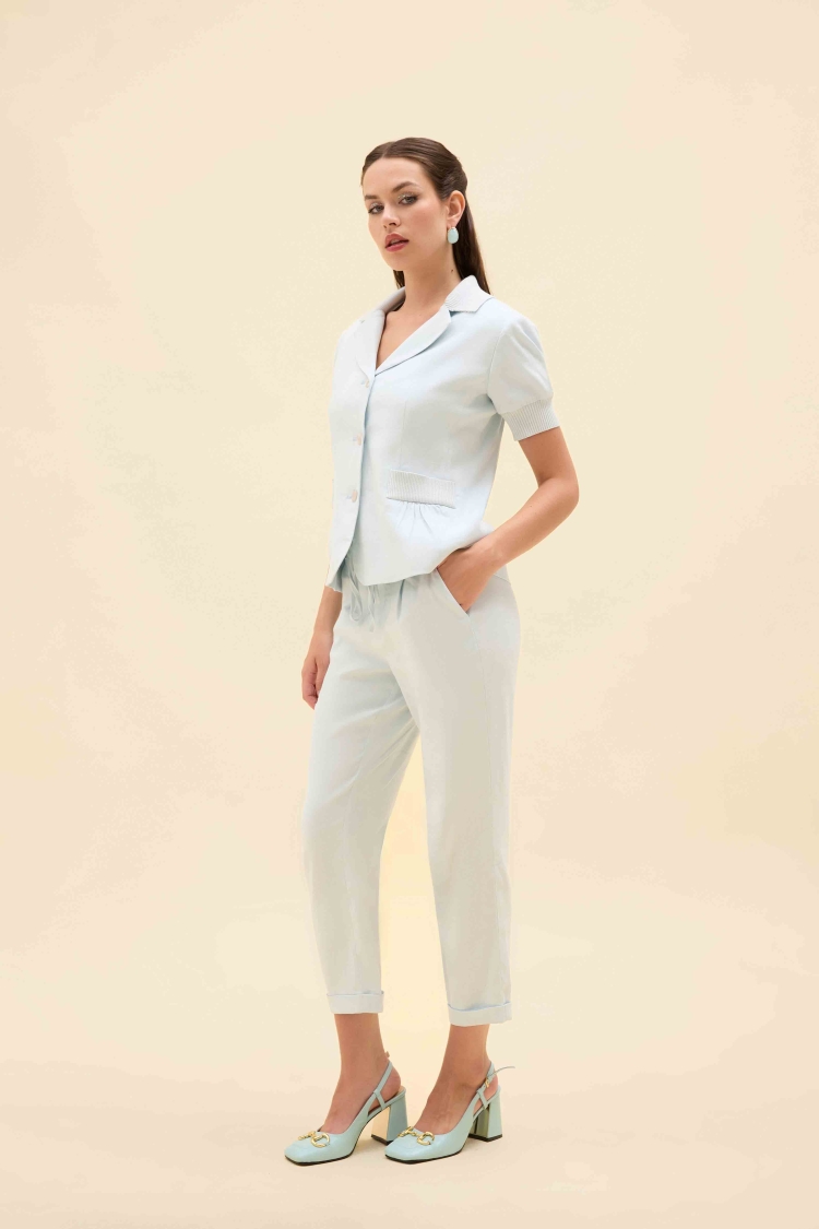 ELASTİK RELAX FİT KETEN PANTALON - 11