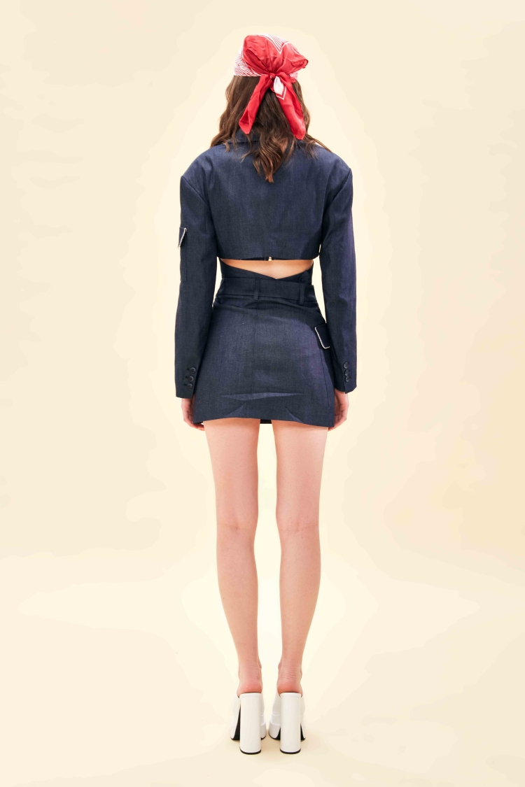 KRUVAZE KAPAMA KISA TAŞLI BLAZER DENİM CEKET - 5