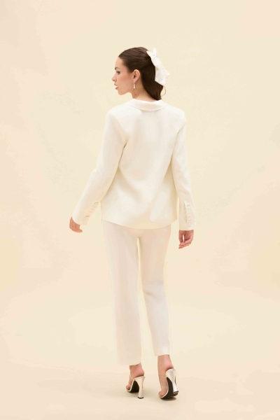 KONTRAST SATEN ŞAL YAKA BLAZER CEKET - 4
