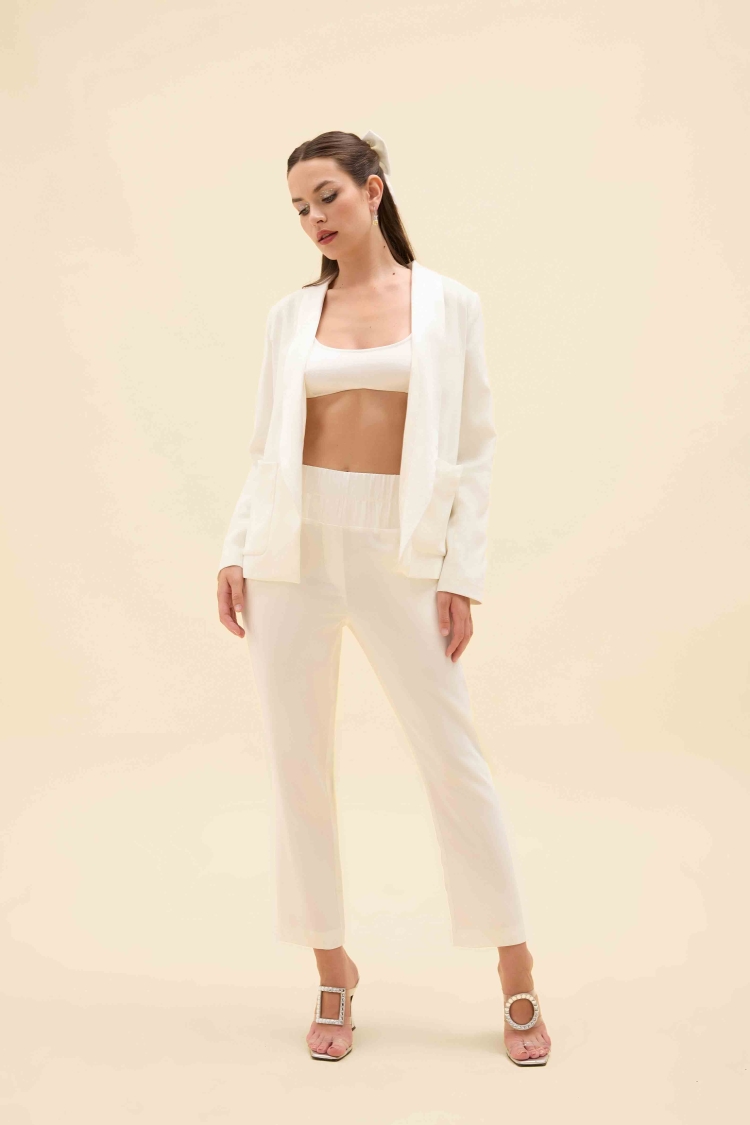 KONTRAST SATEN ŞAL YAKA BLAZER CEKET - 2
