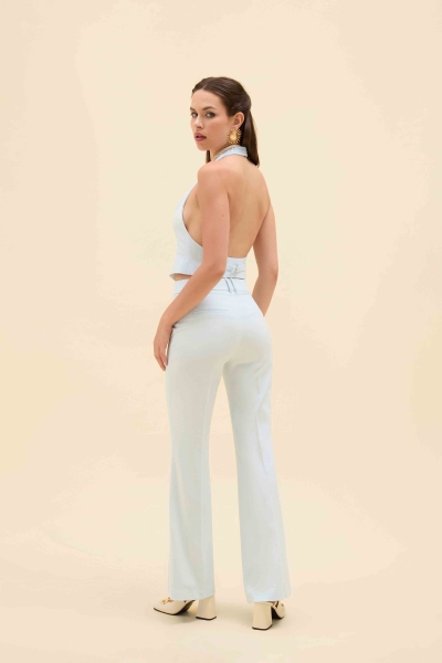 YÜKSEK BEL GENİŞ PAÇA KLASİK PANTOLON - 3