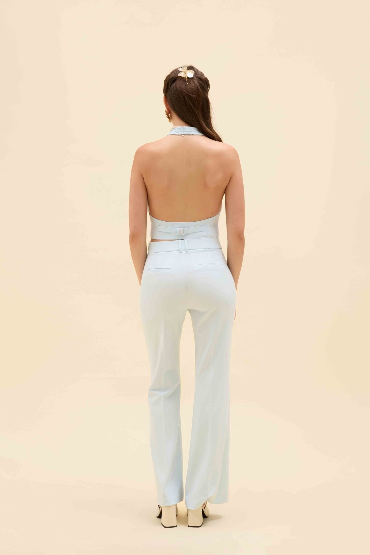 YÜKSEK BEL GENİŞ PAÇA KLASİK PANTOLON - 4